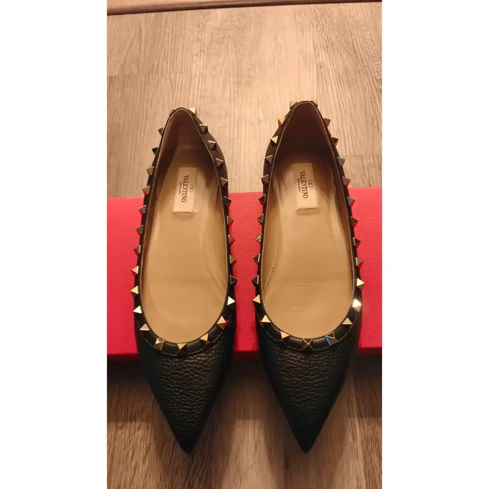 Valentino Garavani Rockstud pointed-toe ballerina flats size 39